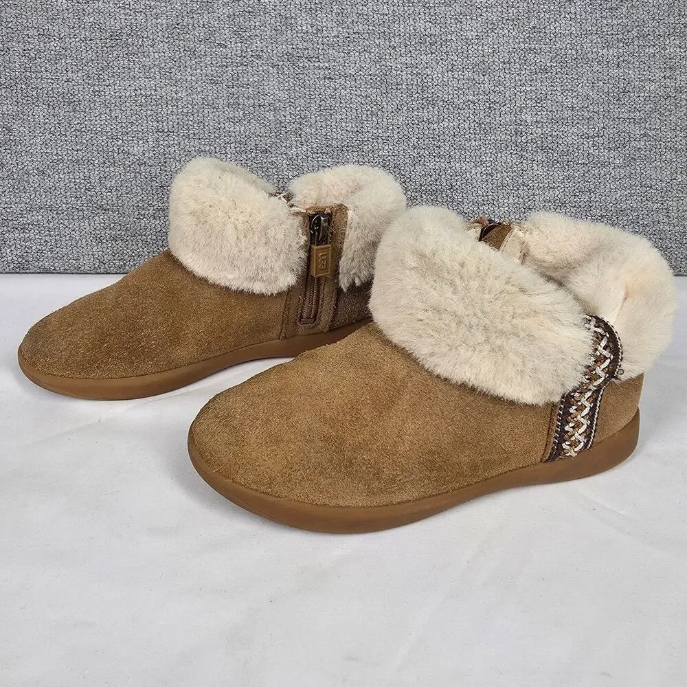 UGG® TODDLER DREAMEE TASMAN BRAID PLUSH ZIP-UP BOOTIES – KIDS SIZE 12